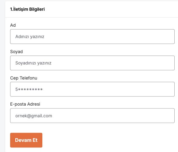Trendyol Express taşıyıcı başvurusunun ad, soyad, cep telefonu ve e-posta alanlarını içeren boş iletişim formu.