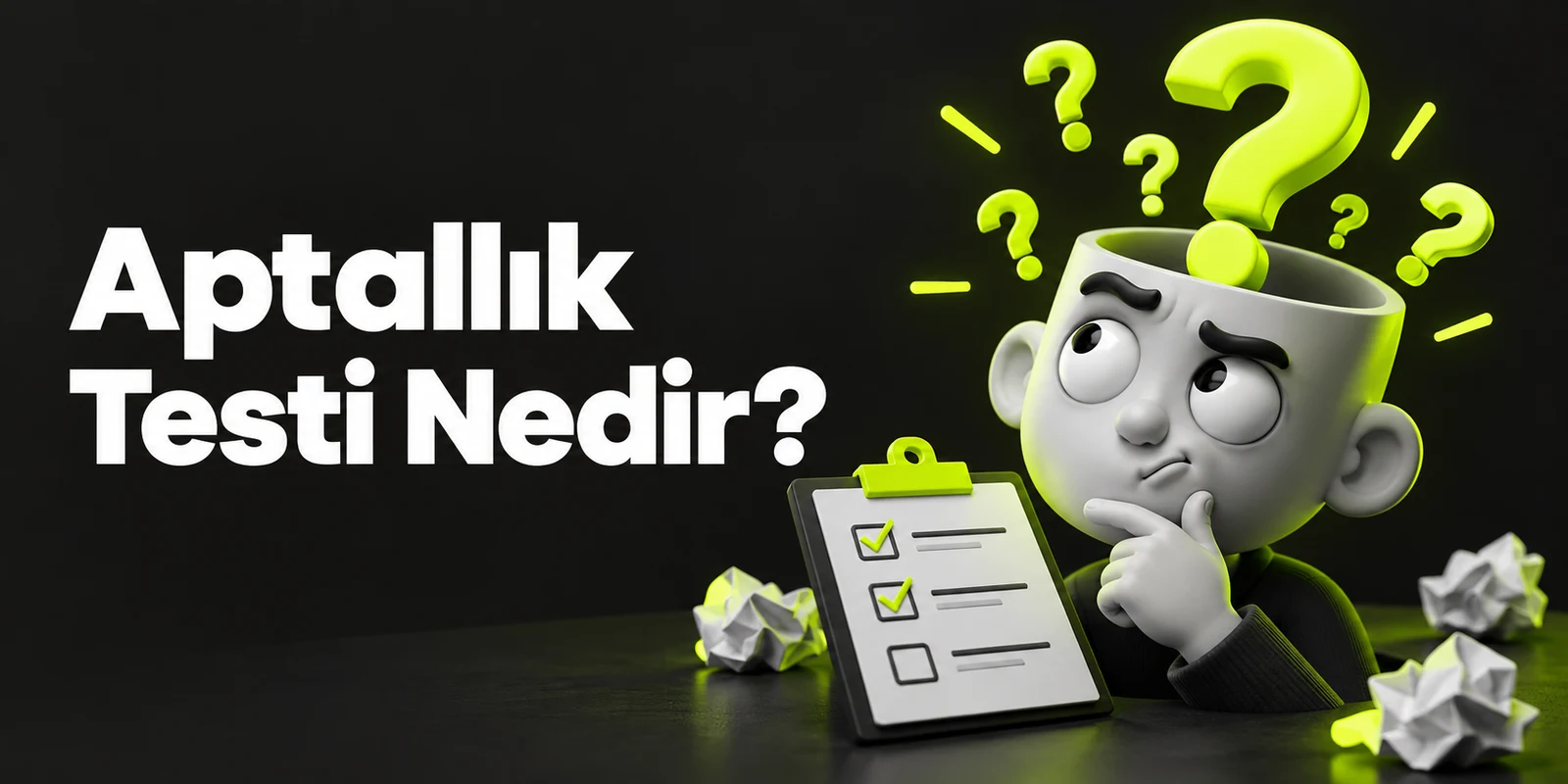 Aptallık Testi Nedir? — koyu gri zemin üzerinde yeşil geometrik kapak