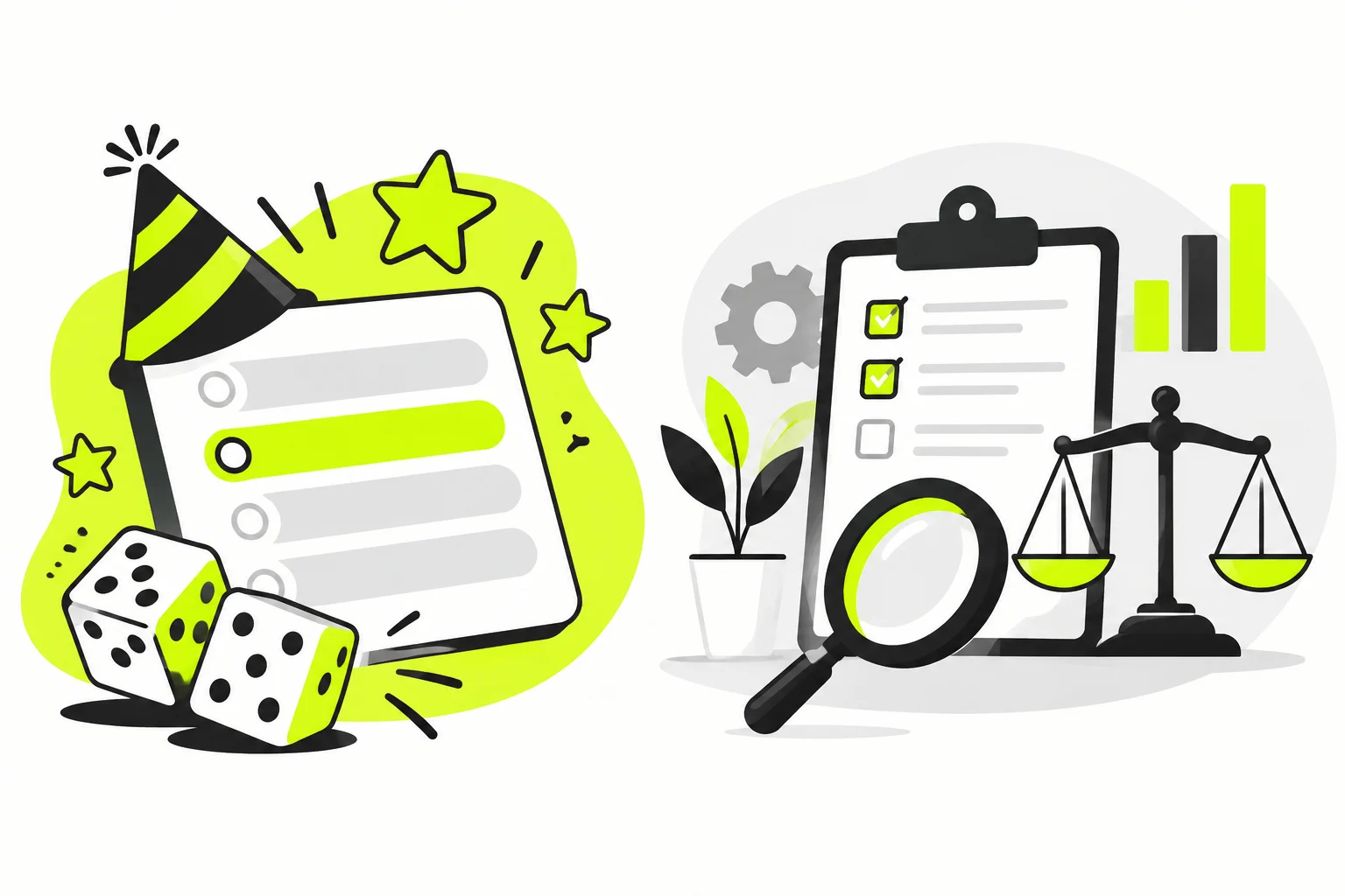 Eğlence testi ile profesyonel değerlendirmeyi karşılaştıran kavram kartları