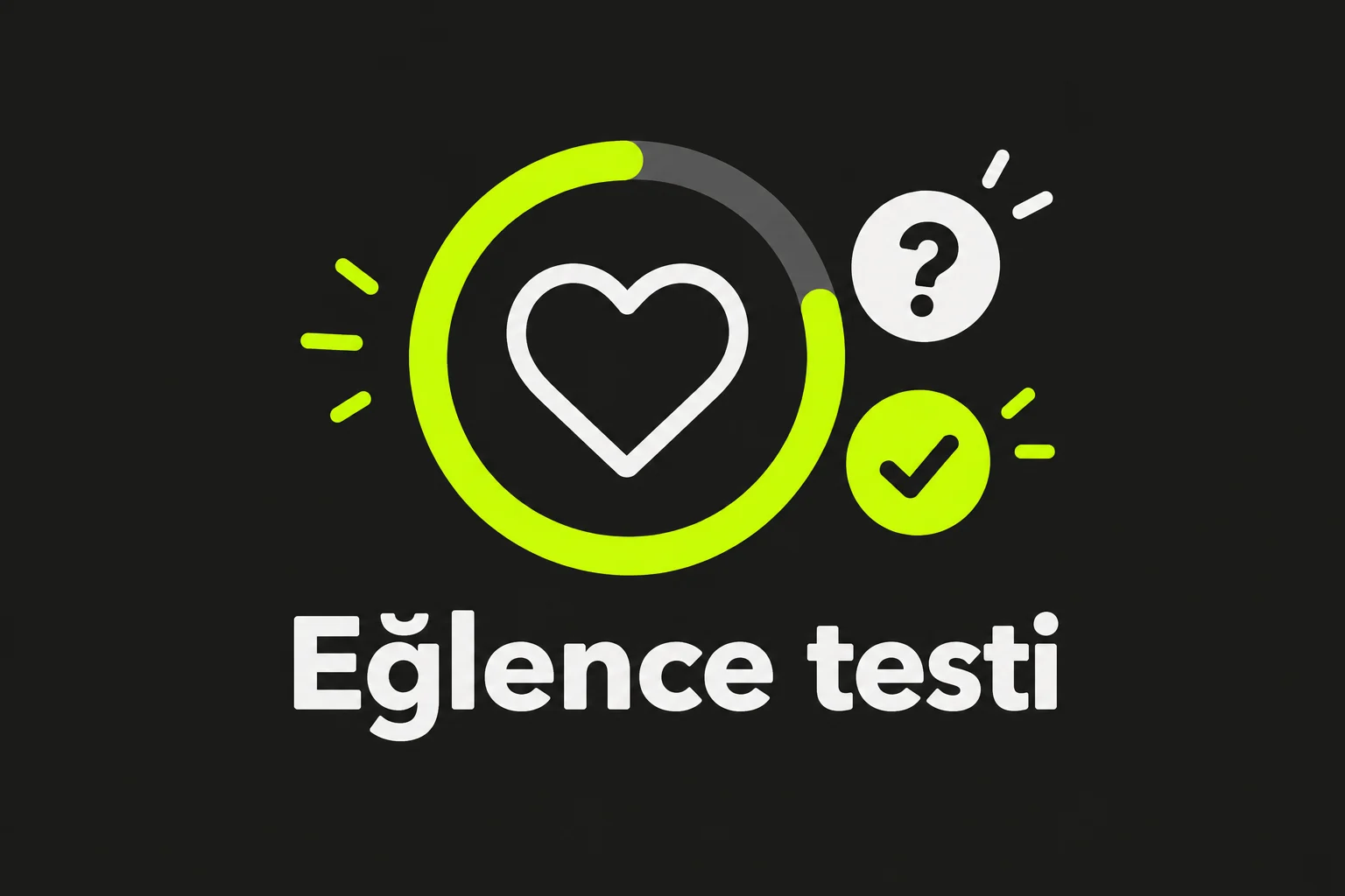 Kalp ve ilerleme halkası içeren, eğlence testini anlatan sade illüstrasyon
