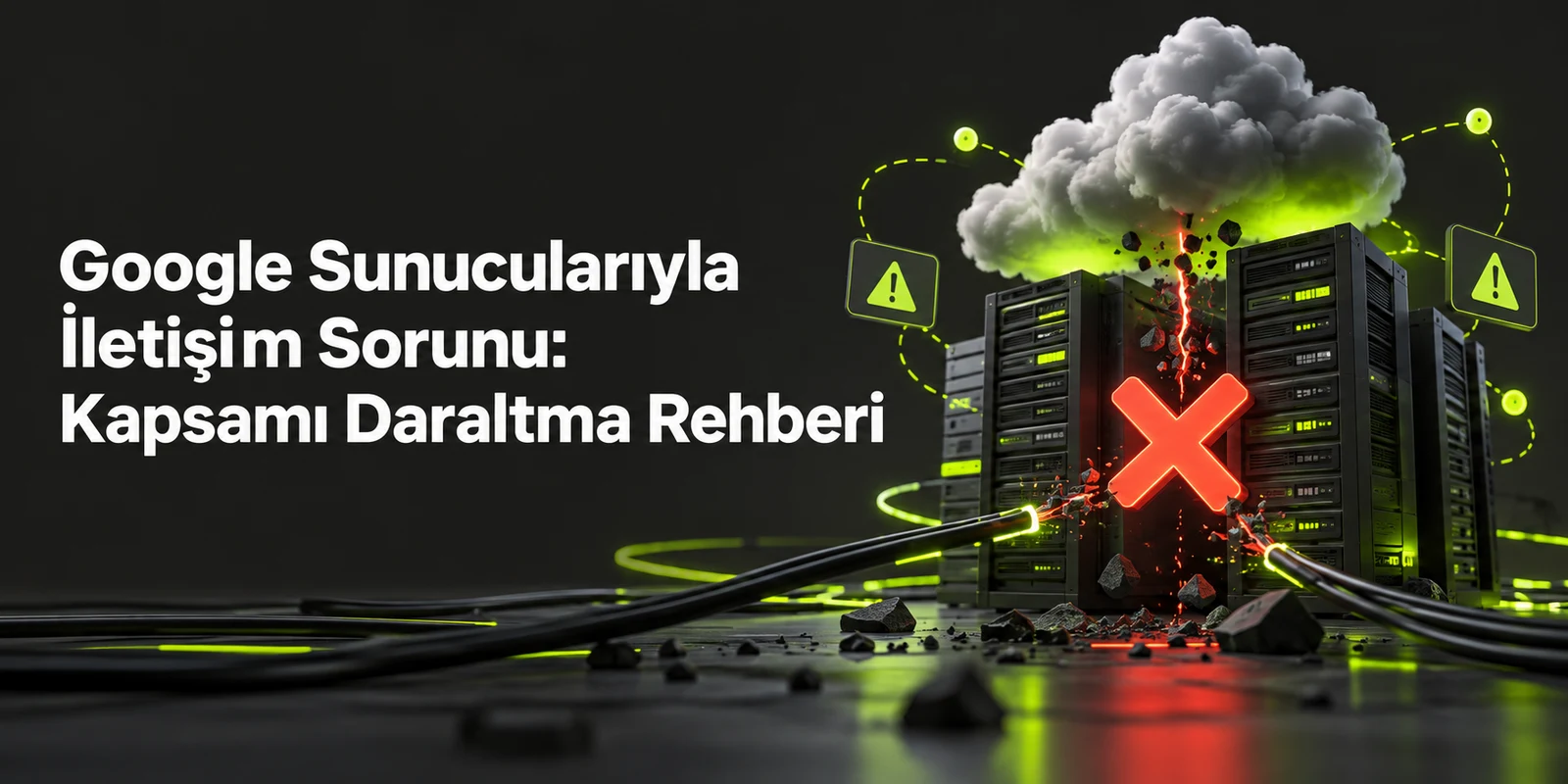 Google Sunucularıyla İletişim Sorunu: Kapsamı Daraltma Rehberi — koyu gri zemin üzerinde yeşil geometrik kapak