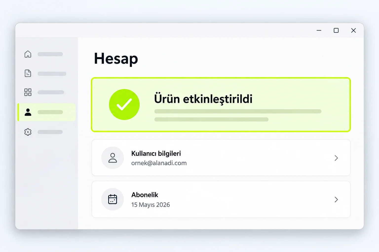 Office hesap ekranında etkinleştirme durumu ve kullanıcı bilgileri; sürüm ve hesap kontrolü.