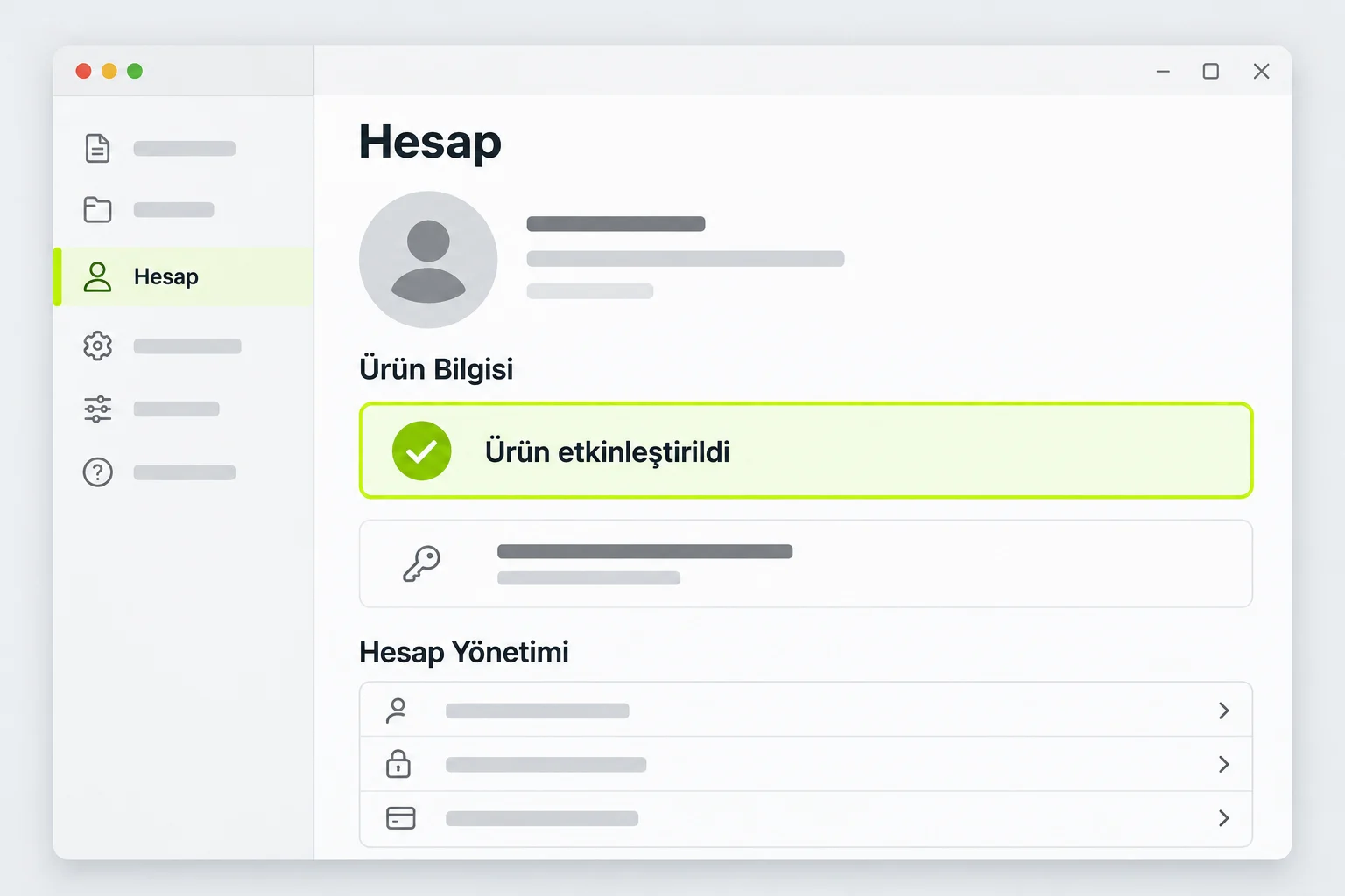Office uygulamasında Hesap sayfası ve etkinleştirme durumu; sürüm ve lisans kontrolü.